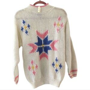 VINTAGE Impromptu White Chunky Knit Long Sleeve Sweater Size 36